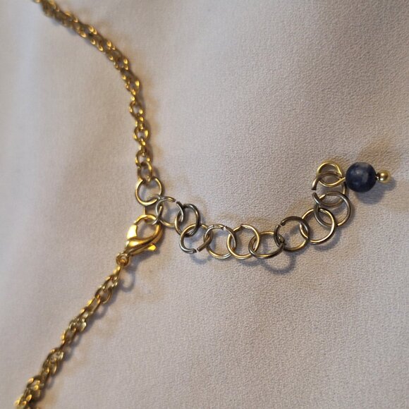 Artisan Handmade Mother of Pearl Sodalite Lava Stone Diffuser Bead Necklace - Picture 6 of 6